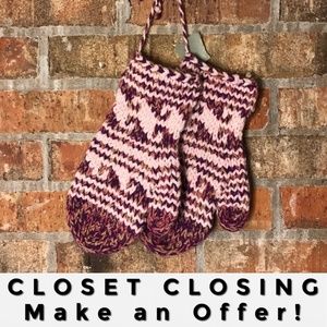NWT white purple pink knit winter mittens